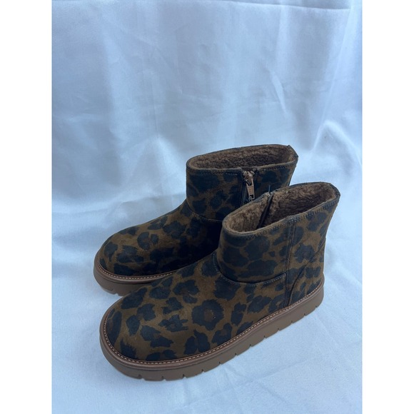 Universal Thread Shoes - Universal Thread Womens‎ Leopard Print Ankle Boots Faux Shearling Size 7 NEW
